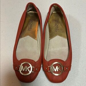 Women’s Michael Kors Logo Leather Moccasin Loafer Flats Orange, 6